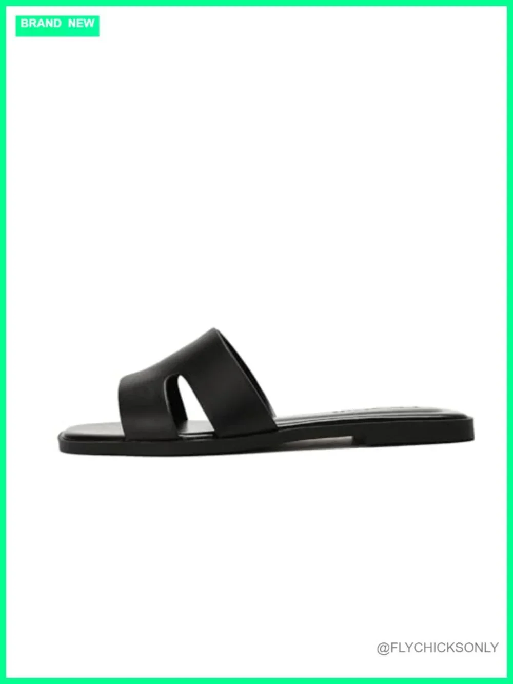 Women's Faux Leather Open Toe Flat Slide Sandals